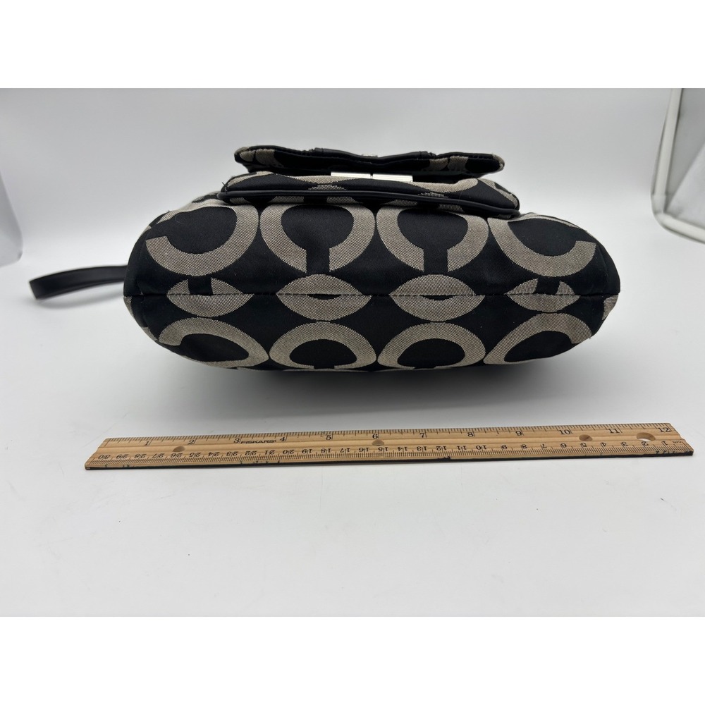COACH Kristin Hobo Bag Y2K Shoulder Handbag Black Logo Jacquard Crossbody Gray - Picture 6 of 16